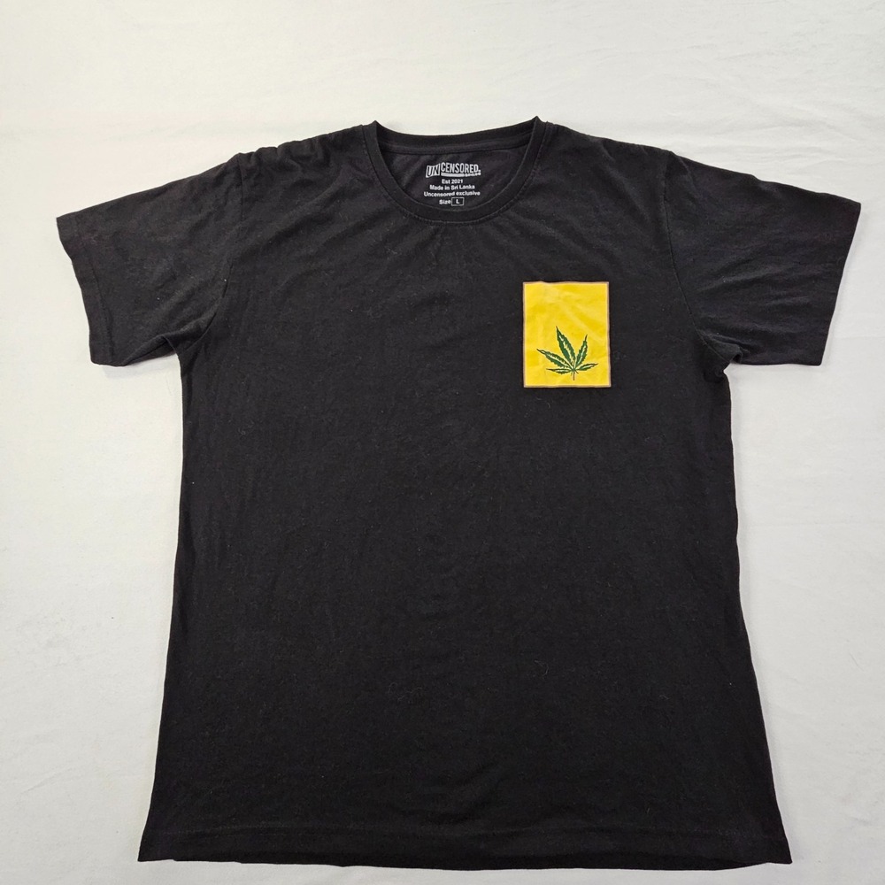 Cannabis Leaf Uncensored Black Short Sleeve Pocket T-Shirt Men's L